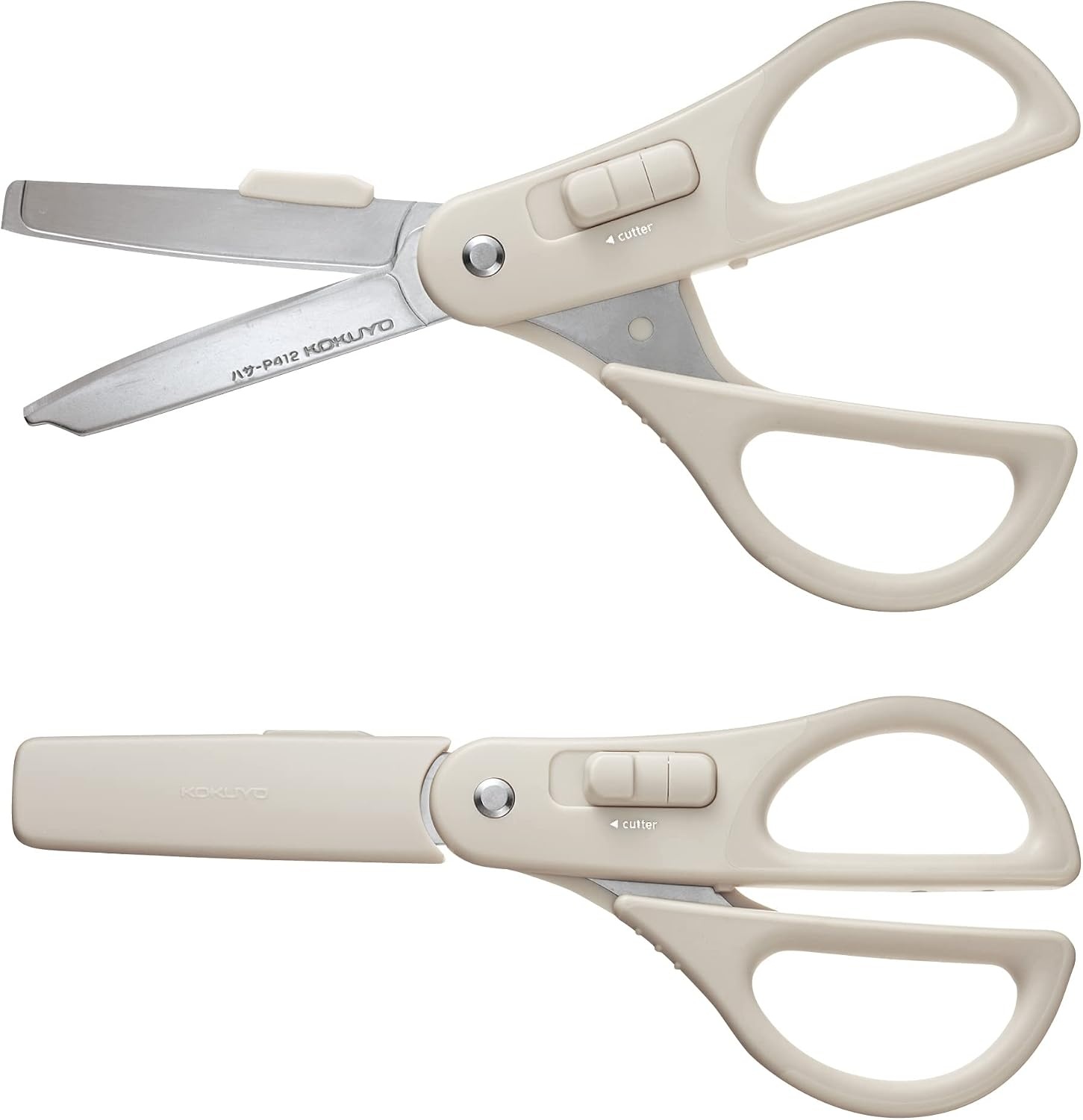 image:imageKOKUYO 2Way All Purpose Scissor HAKOAKE Heavy Duty Regular Size Travel Scissors Titanium Blade Multiple Purpose Craft Scissor Box Cutter for Office Travel and Home Black HASAPT412DOffwhite