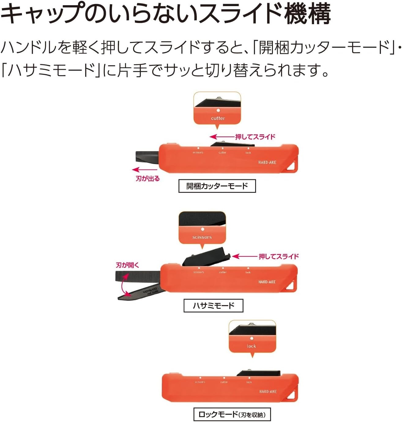image:imageKOKUYO 2Way Portable Scissors HAKOAKE Compact Pocket Size Travel Scissors Titanium Blade All Purpose Craft Scissor Box Cutter for Office Travel and Home Khaki HasaT420DGOrange
