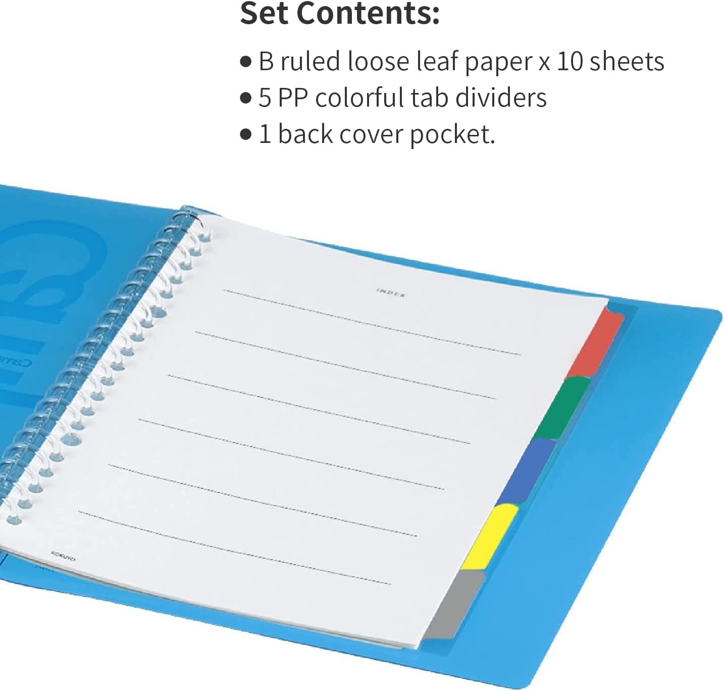 image:imageKOKUYO 5 Subject Spiral Notebook Campus B5 Refillable Journal with 5 Tab Dividers 200 Sheets in 6mm Dotted Ruled Loose Leaf Paper Pink RUP333NP amp NOS836BT