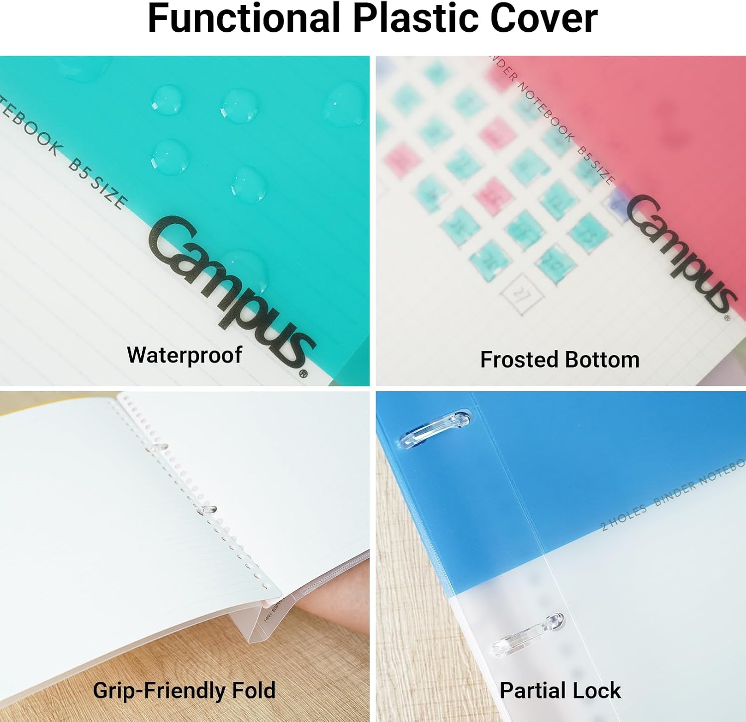 image:imageKOKUYO 5 Subject Spiral Notebook Journal Campus 110 Sheets A4 Refillable Notebook with Dividers Tabs College Ruled Binder Notebook for Work School Note taking BlueLight Blue