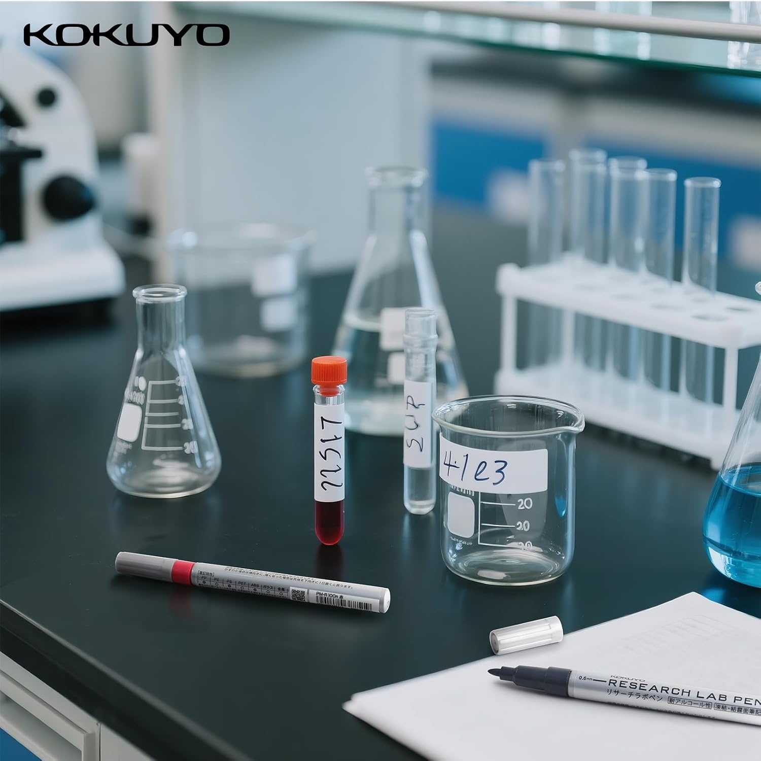 image:imageKOKUYO Alcohol Resistant Laboratory Markers 5 Red Permanent Freezer Lab Pens with 06mm Fine Point Tip Designed for Industrial Lab and Hospital Use Japan ImportBlackRed