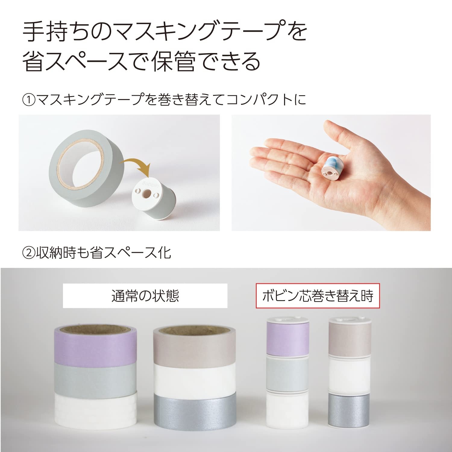 image:imageKOKUYO Bobbin Washi Tape Mini Roll Maker Masking Tape Mini Roll Maker Komakiki White Japan Import TBR101W