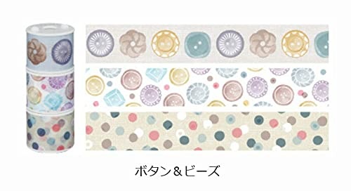 image:imageKOKUYO Bobbin Washi Tape Set 3 Pack Mini Masking Tape Dotted Pattern 06 Wide 98ft Long SpaceSaving Design for Journals Planners DIY Crafts Japan Import TB111573S
