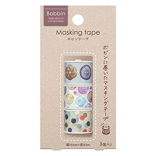 image:imageKOKUYO Bobbin Washi Tape Set 3 Pack Mini Masking Tape Dotted Pattern 06 Wide 98ft Long SpaceSaving Design for Journals Planners DIY Crafts Japan Import TB111573S