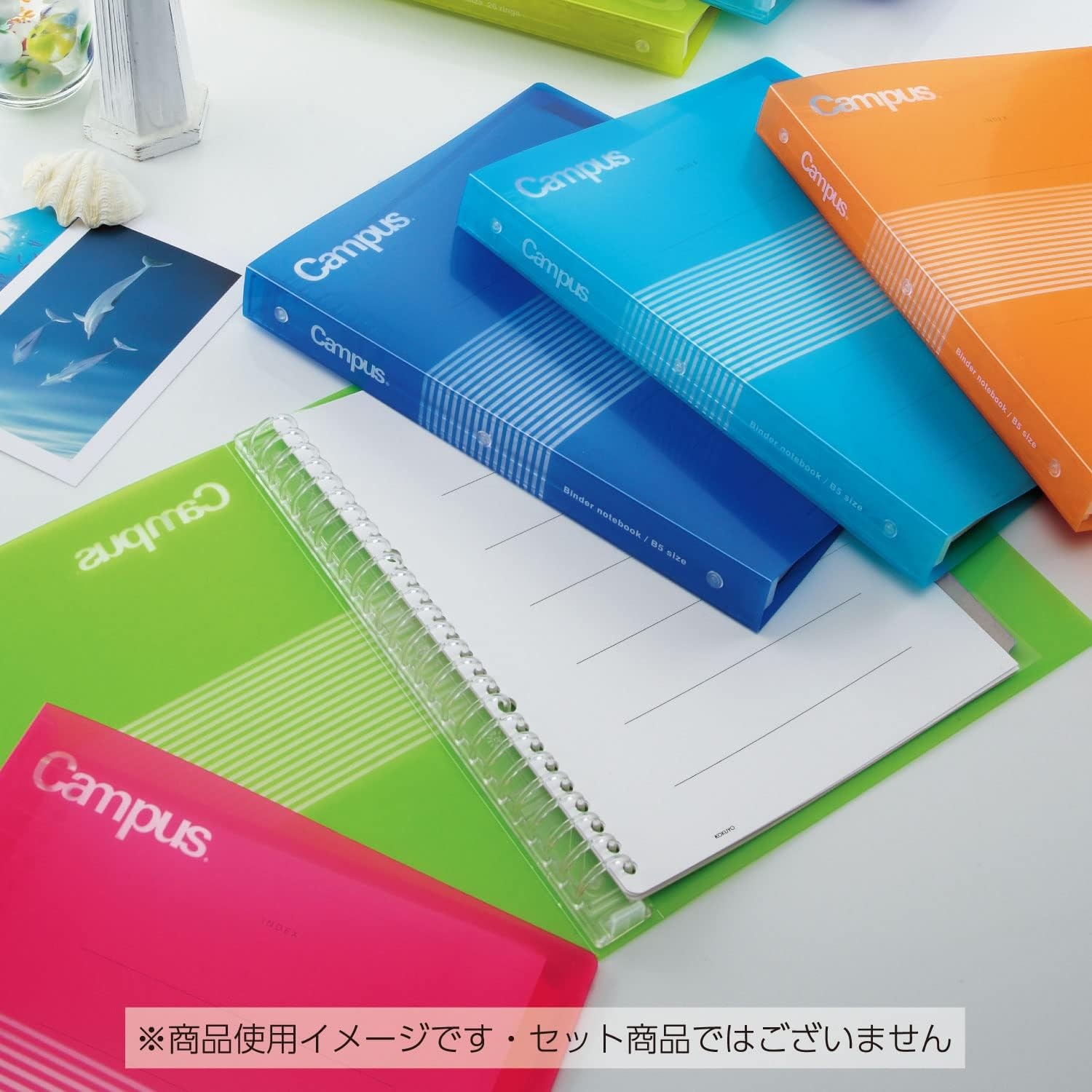 image:imageKOKUYO Campus B5 Slide Binder Notebook with 5 Tab Dividers PP Cover 26 Hole 100 Sheets Capacity Orange Japan Import RUP334NYRLime Green