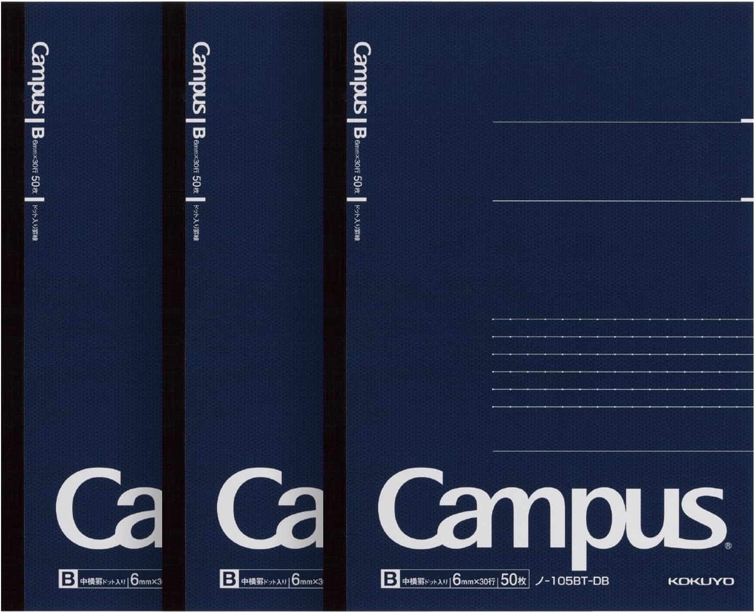 image:imageKOKUYO Campus Notebook Business Type Dot B 6mm Ruled A5 50 Sheets 30 Lines Navy Cover Japan Import NO105BTDBSemiB5