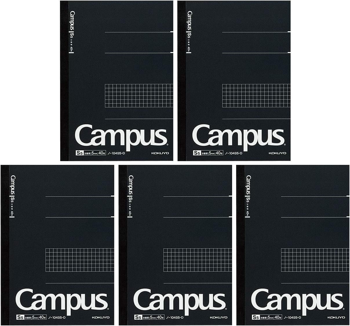 image:imageKOKUYO Campus Notebook Business Type Grid 5mm Ruled SemiB5 40 Sheets Black Cover Japan Import NO4S5DA5