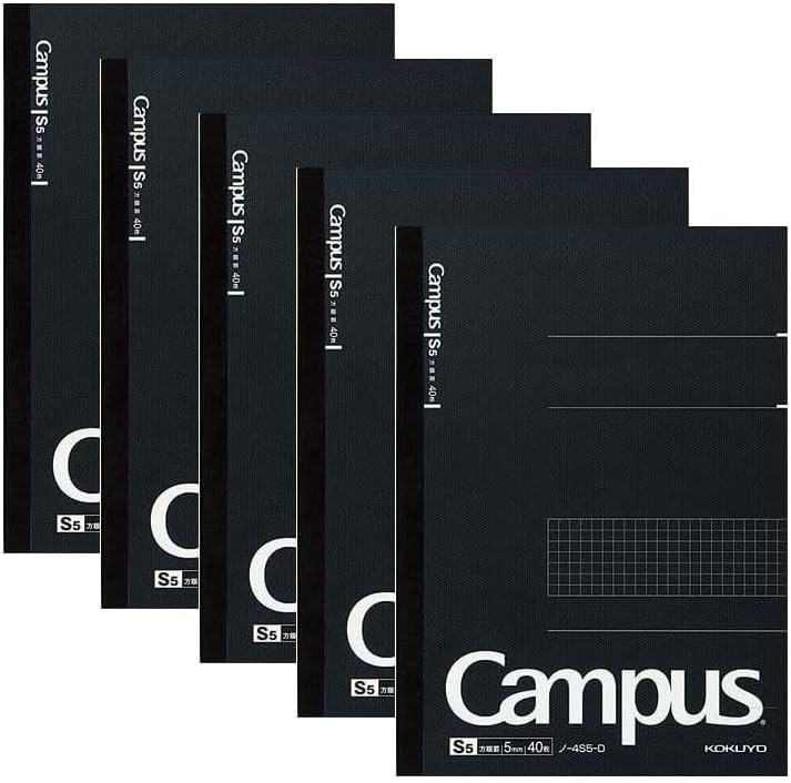 image:imageKOKUYO Campus Notebook Business Type Grid 5mm Ruled SemiB5 40 Sheets Black Cover Japan Import NO4S5DSemiB5