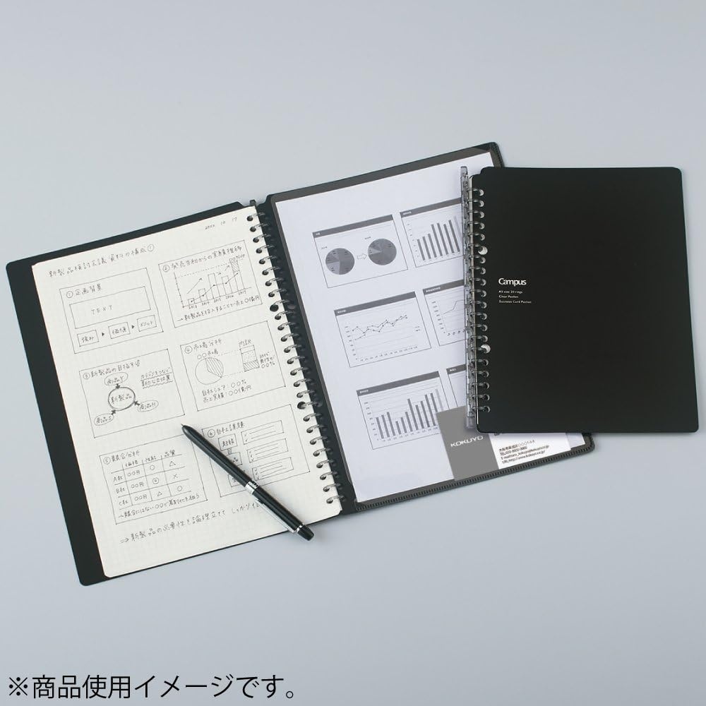 image:imageKOKUYO Campus Smart Ring Binder B5 Black Refillable Binder Notebook 26 Holes with 10 Extra Looseleaf Paper Up to 25 Filler Papers for Work amp Study RUSP701D