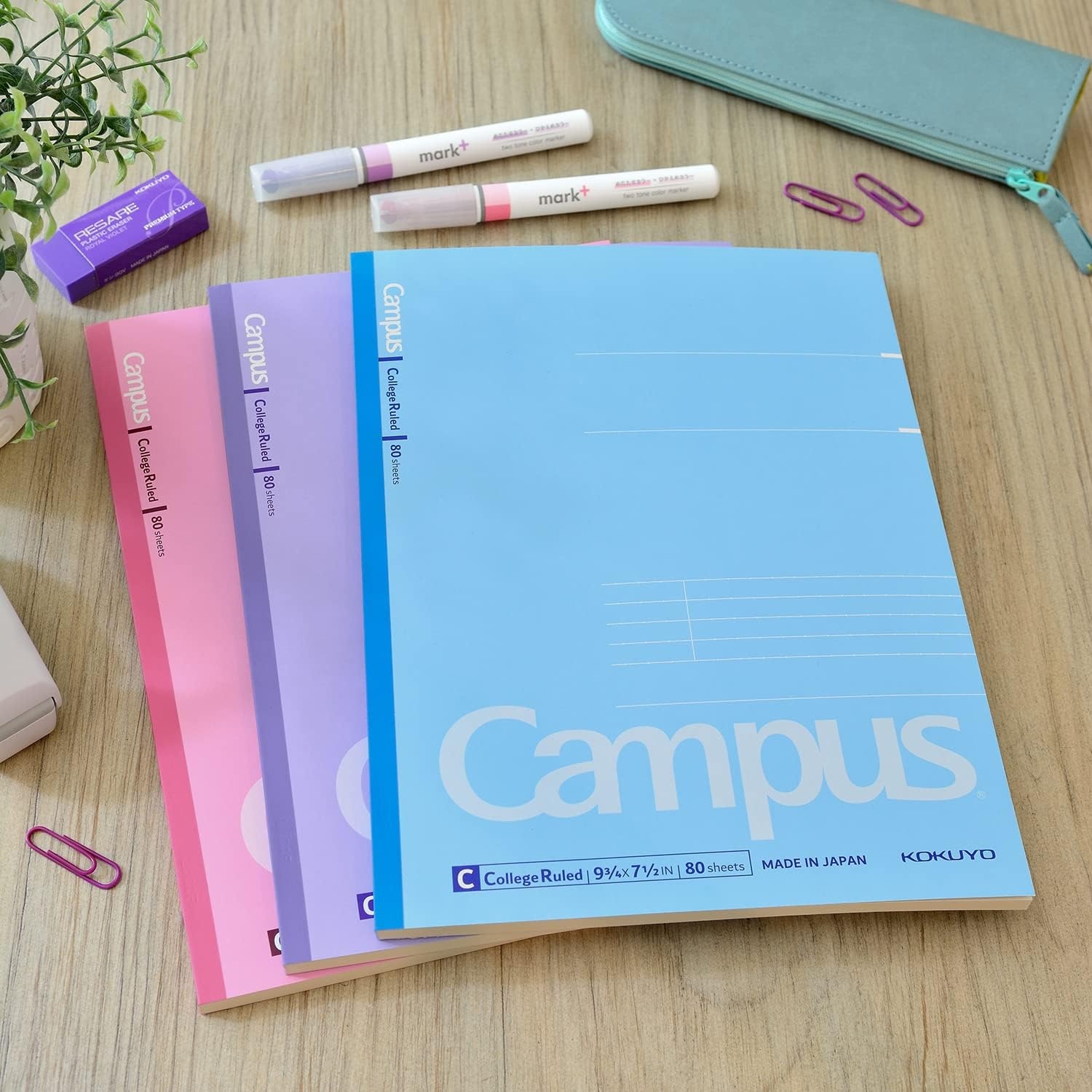 image:imageKOKUYO Composition Notebooks 3 Pack Campus 934 x 712 Comp Book with College Ruled 80 Sheets Pink Blue Lavender School Lined Notebook Journal for Work Study Note Taking WSGNO308CG13
