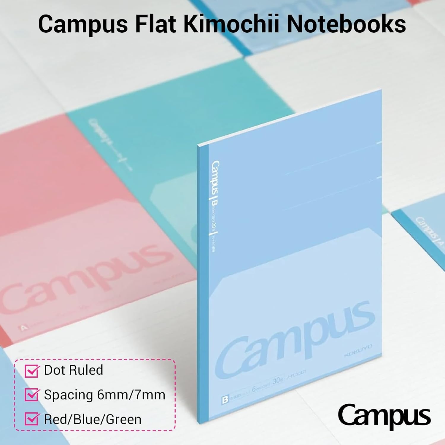 image:imageKOKUYO Composition Notebooks 3 Pack Campus B5 Comp Book with Dotted College Ruled 40 Sheets School Lined Notebook in Mofu Animal Cute Journal for Women Girls Work Study Note TakingBlueGreenPink