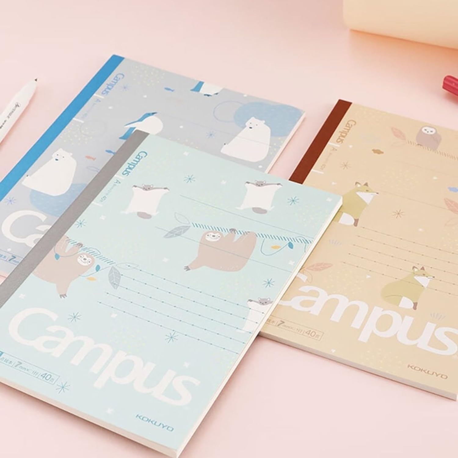 image:imageKOKUYO Composition Notebooks 3 Pack Campus B5 Comp Book with Dotted College Ruled 40 Sheets School Lined Notebook in Mofu Animal Cute Journal for Women Girls Work Study Note TakingMofu