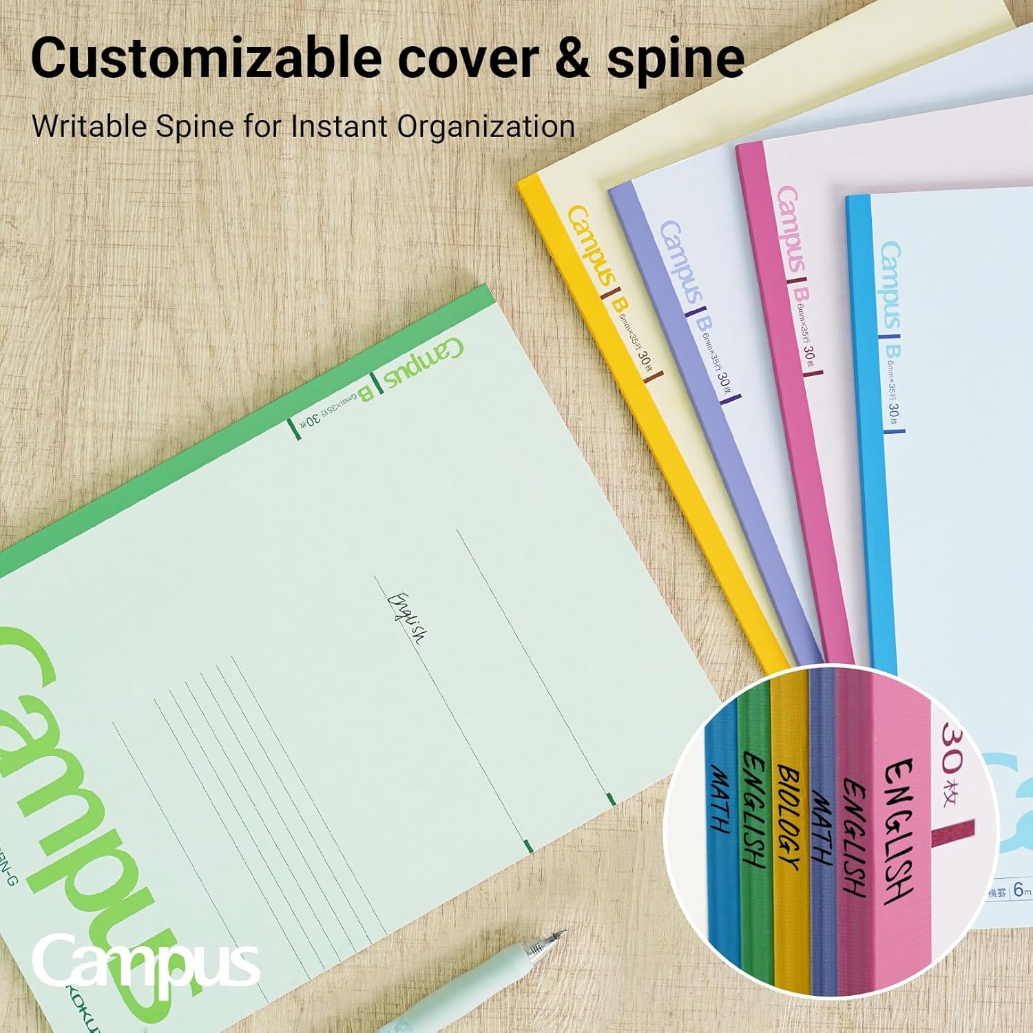 image:imageKOKUYO Composition Notebooks 5 Pack Campus SemiB5 Comp Book with A 7mm Ruled 30 Sheets Classic School Lined Notebook Journal Notebook for Women Work Study Note Taking NO3CANx5SemiB5