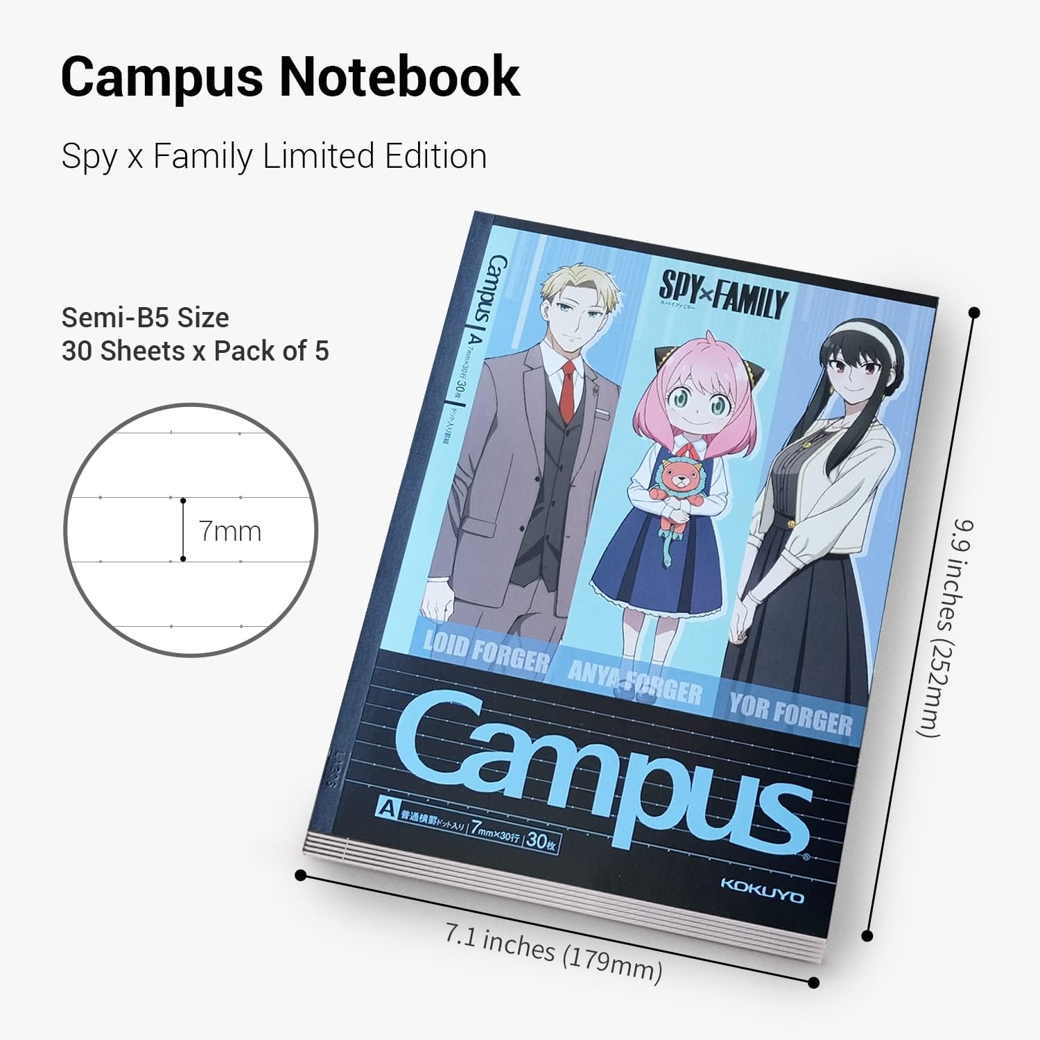 image:imageKOKUYO Composition Notebooks 5 Pack Campus SemiB5 Comp Book with Dot A 7mm Ruled 30 Sheets School Lined Notebook Spy x Family Limited Edition Journal Notebook for Women Work Study Note TakingSpy x Family