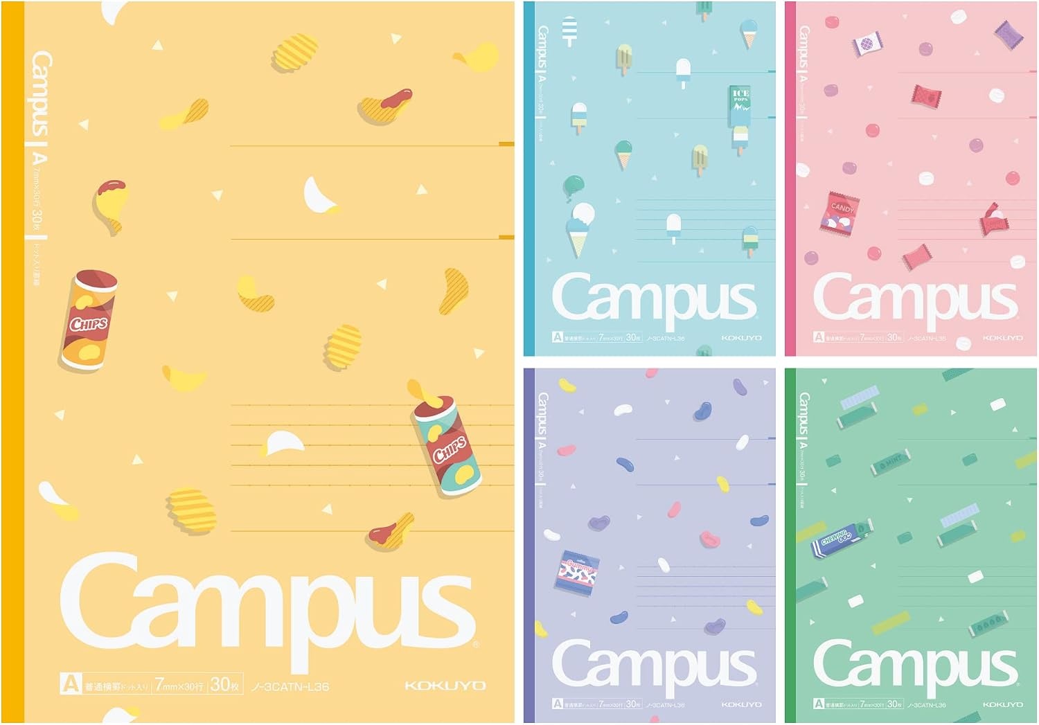 image:imageKOKUYO Composition Notebooks 5 Pack Campus SemiB5 Comp Book with Dot A 7mm Ruled 30 Sheets School Lined Notebook Spy x Family Limited Edition Journal Notebook for Women Work Study Note TakingSnack Motif