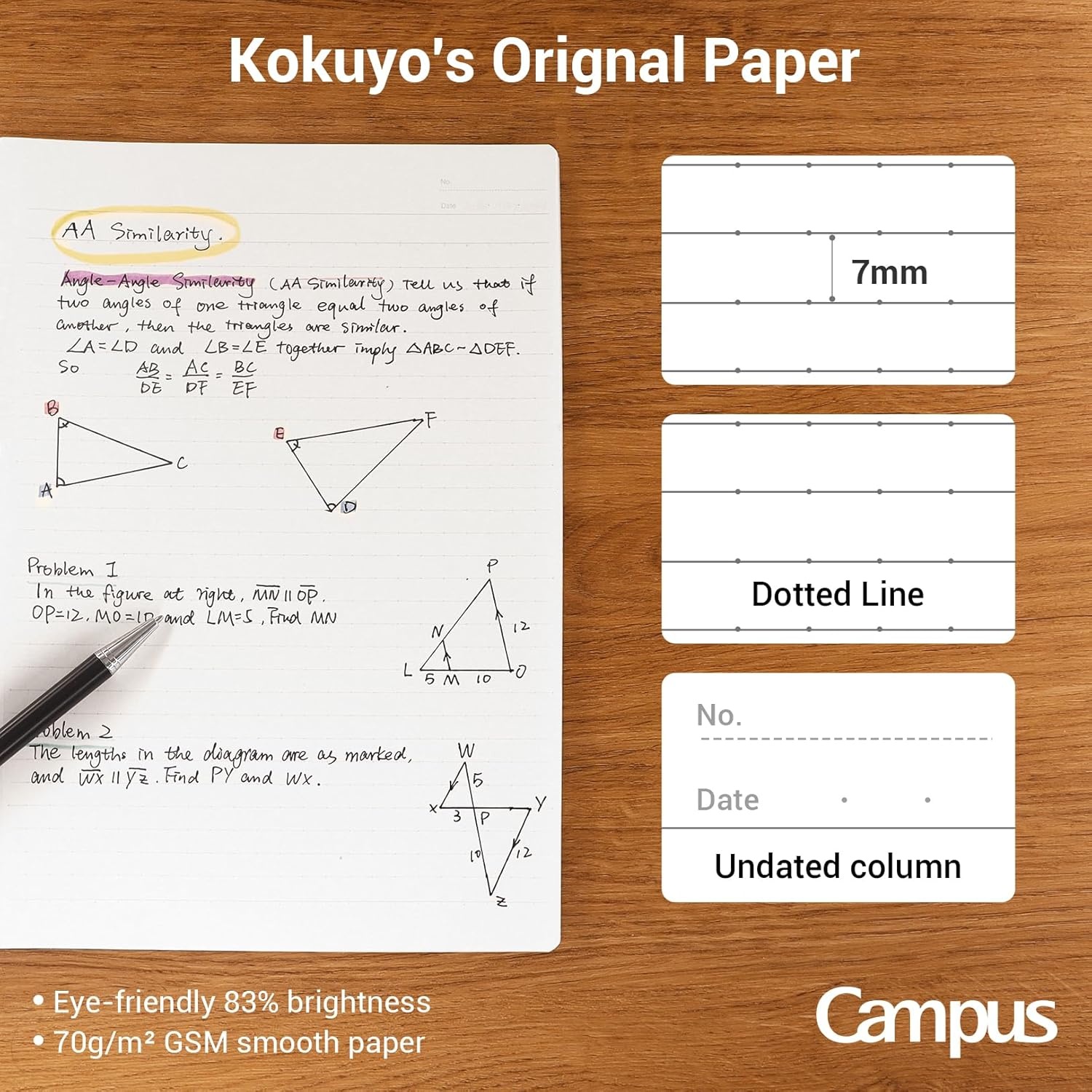 image:imageKOKUYO Composition Notebooks 7 x 10 Kimochii Lined Notebook 30 Sheets 6mm Dot Ruled Paper 3 Pack B5 Notebook for School School Supplies Comp Book for Note Taking Green Pink BlueMofu