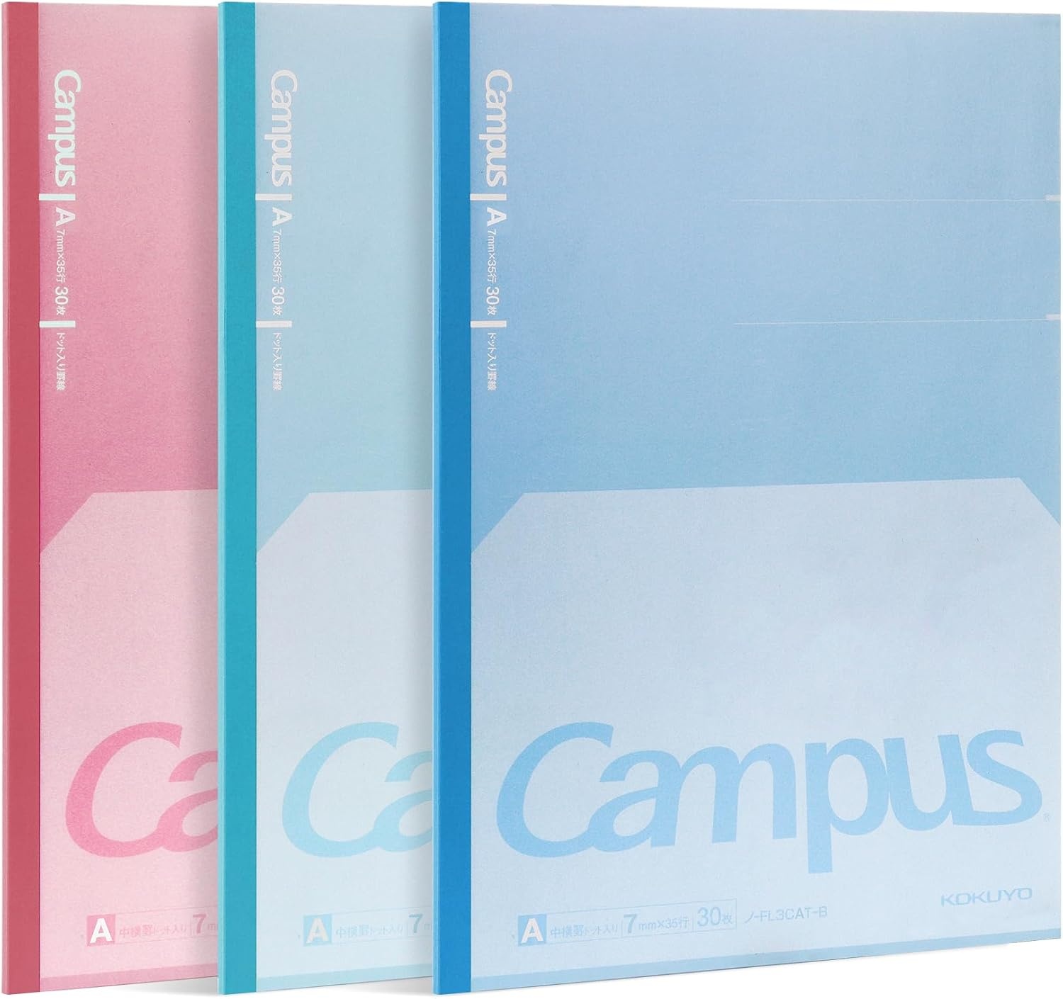 image:imageKOKUYO Composition Notebooks 7 x 10 Kimochii Lined Notebook 30 Sheets 6mm Dot Ruled Paper 3 Pack B5 Notebook for School School Supplies Comp Book for Note Taking Green Pink BlueBlueGreenPink