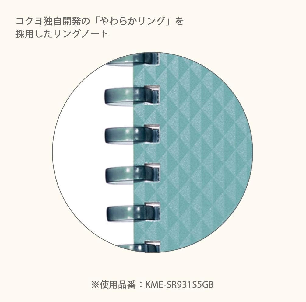 image:imageKOKUYO ME Graph Spiral Journal Notebook A5 Soft Ring 5 mm Grid Paper Notebook with 50 Smooth Sheets 58 x 83 Cute Small Journaling Notebook Moon Lime Japan Import KMESR931S5YTofu White