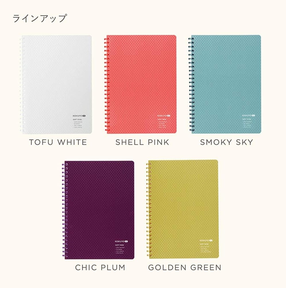 image:imageKOKUYO ME Graph Spiral Journal Notebook A5 Soft Ring 5 mm Grid Paper Notebook with 50 Smooth Sheets 58 x 83 Cute Small Journaling Notebook Moon Lime Japan Import KMESR931S5YTofu White