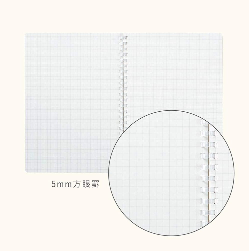 image:imageKOKUYO ME Graph Spiral Journal Notebook A5 Soft Ring 5 mm Grid Paper Notebook with 50 Smooth Sheets 58 x 83 Cute Small Journaling Notebook Moon Lime Japan Import KMESR931S5YTofu White