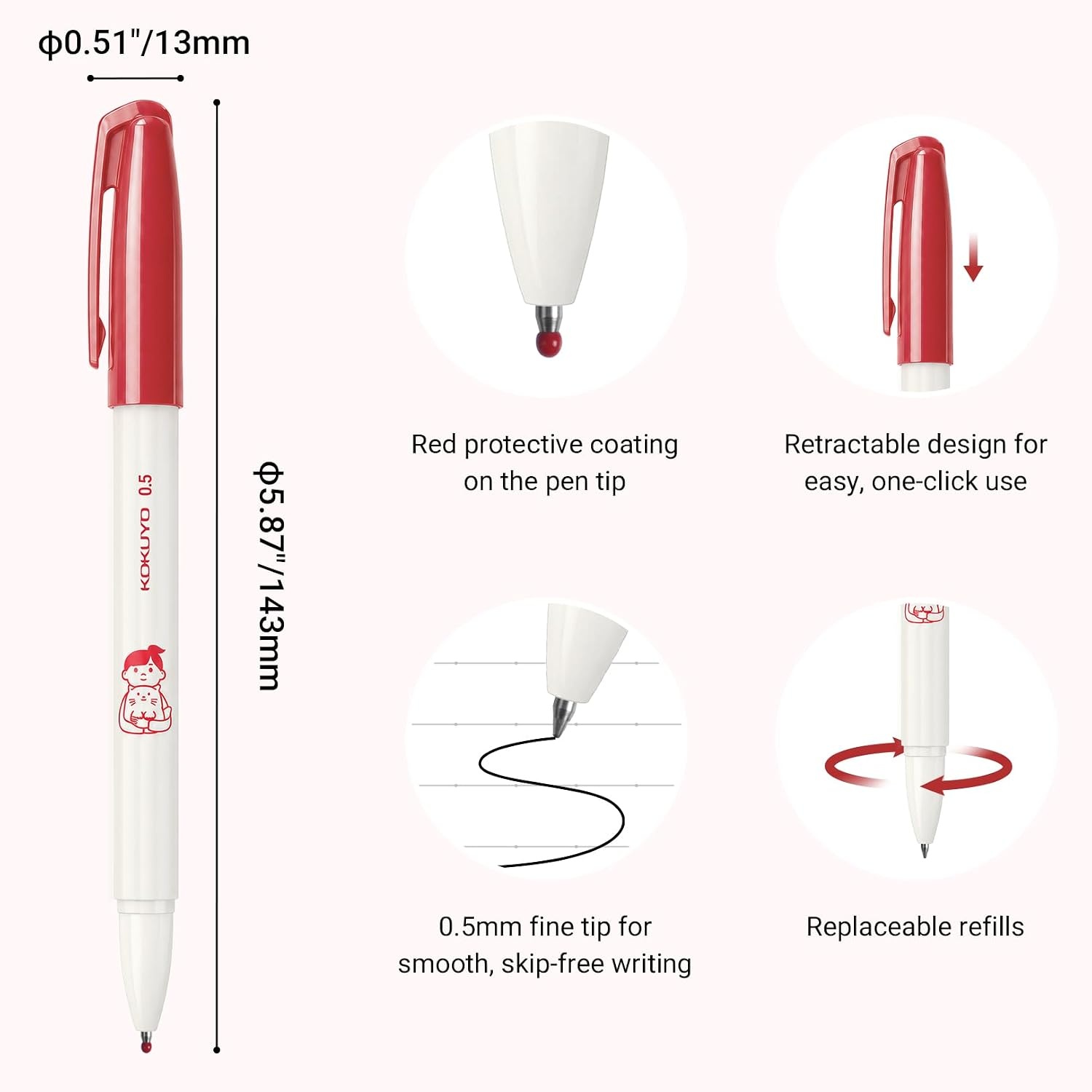 image:imageKOKUYO Me Ballpoint Pen Black Ink 05mm Retractable Ball Point Writing Gel Pen Fragile Mint Japan Import KMEBPEG5D102LGNoritake1