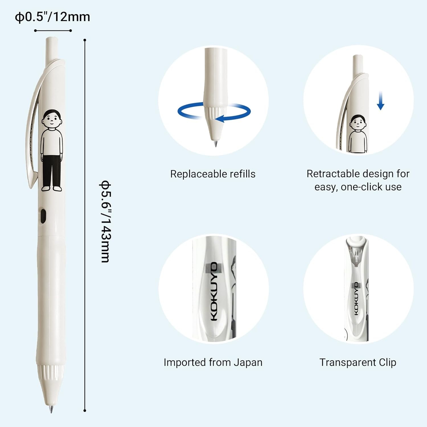 image:imageKOKUYO Me Ballpoint Pen Black Ink 05mm Retractable Ball Point Writing Gel Pen Piman Green KMEBPEG5D102GNoritake2