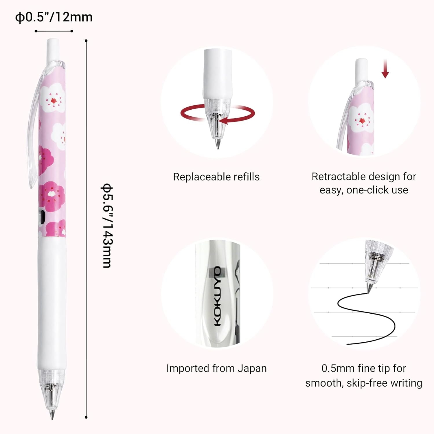 image:imageKOKUYO Me Ballpoint Pen Black Ink 05mm Retractable Ball Point Writing Gel Pen Piman Green KMEBPEG5D102GSou Sou