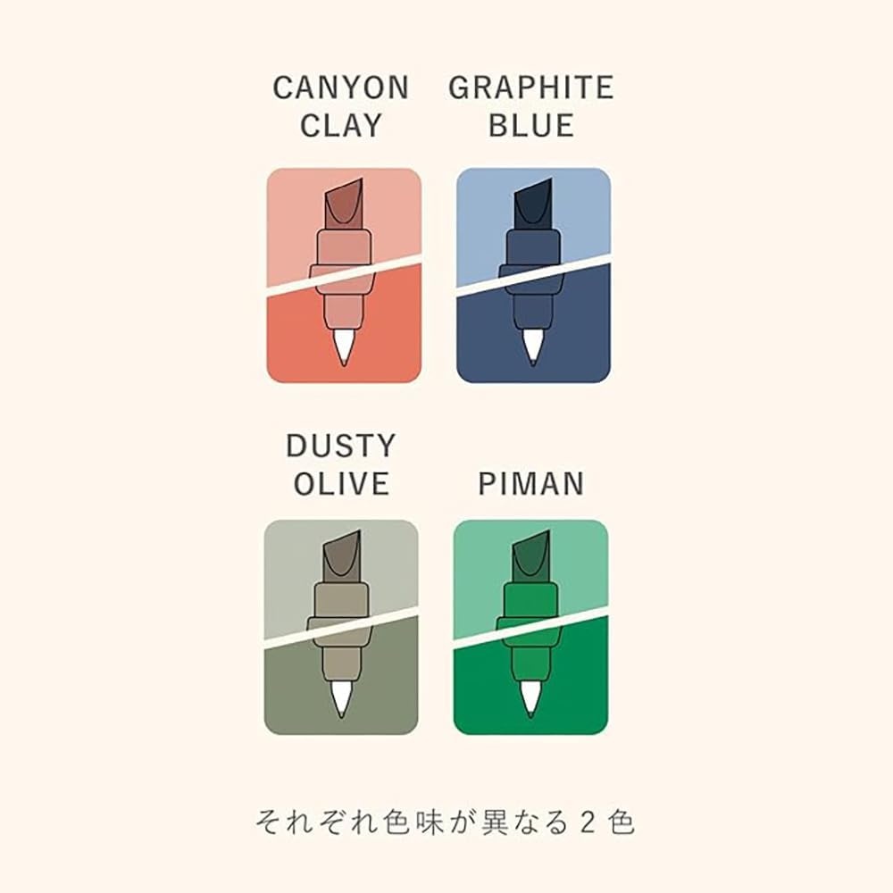 image:imageKOKUYO Me Marking Pen 2Way Highlighter Pen Soft Color Marker 4Color Set of Taupe Rose Fragaile Mint Moon Lime Grayish Fog KMEMPMT2014SDeep Nature Color