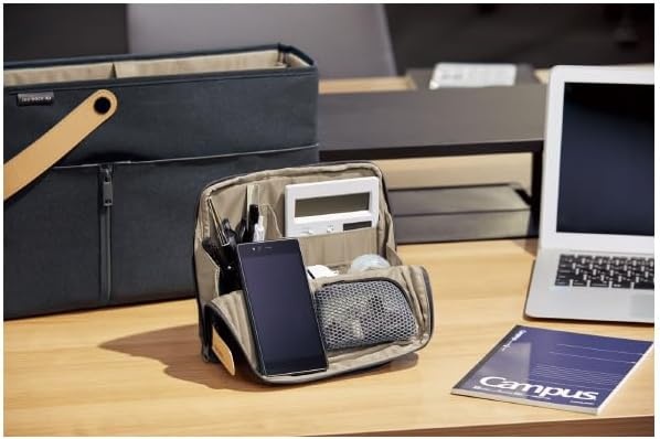 image:imageKOKUYO Pencil Case Pouch HacoBiz Standing Pen Pouch Bag Foldable Stand up Pencil Holder Organizer Large Capacity Portable Pencil Box for Office Supplies Black x Green KAHAHB11DNavy x Khaki