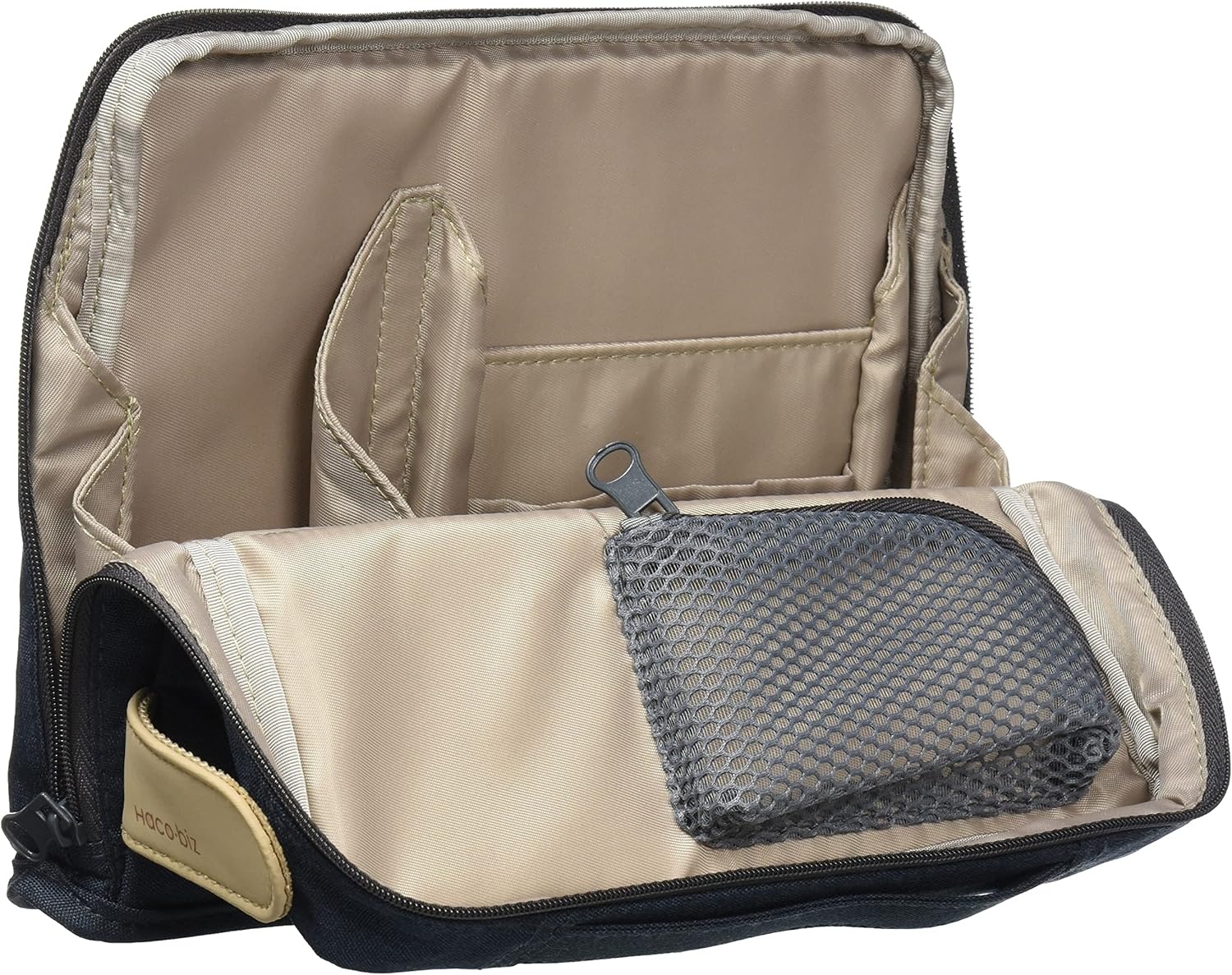 image:imageKOKUYO Pencil Case Pouch HacoBiz Standing Pen Pouch Bag Foldable Stand up Pencil Holder Organizer Large Capacity Portable Pencil Box for Office Supplies Black x Green KAHAHB11DNavy x Khaki