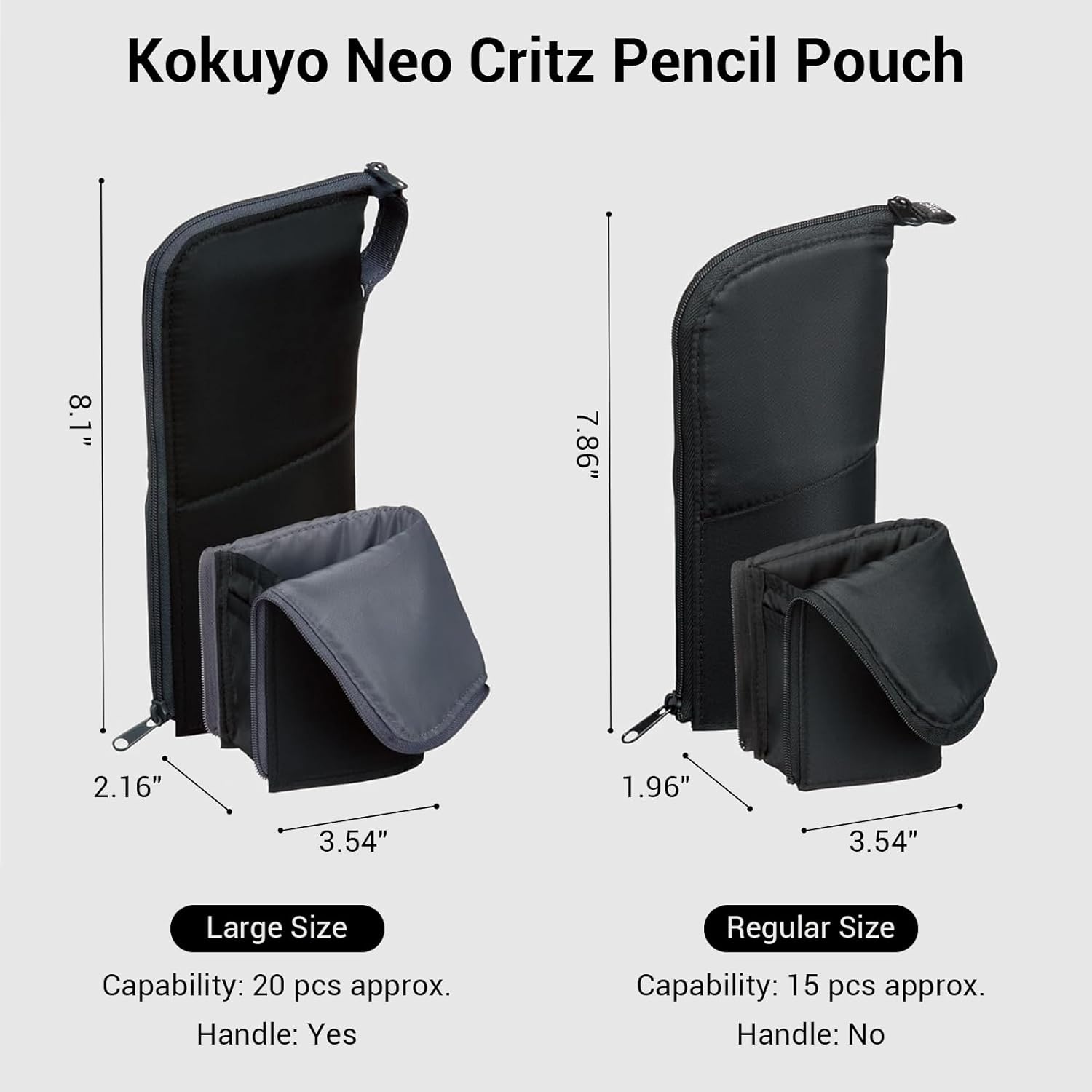 image:imageKOKUYO Pencil Case Pouch Neo Critz Standing Pen Pouch Bag Foldable Stand up Pencil Holder Organizer Small Portable Pencil Box for Office Home amp College Use Blue x Navy Regular Size FVBF1803Navy x Light Blue