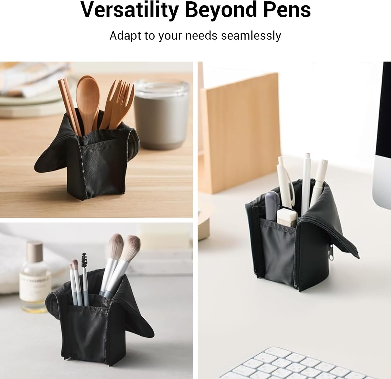 image:imageKOKUYO Pencil Case Pouch Neo Critz Standing Pen Pouch Bag Foldable Stand up Pencil Holder Organizer Small Portable Pencil Box for Office Home amp College Use Blue x Navy Regular Size FVBF1803Navy x Light Blue