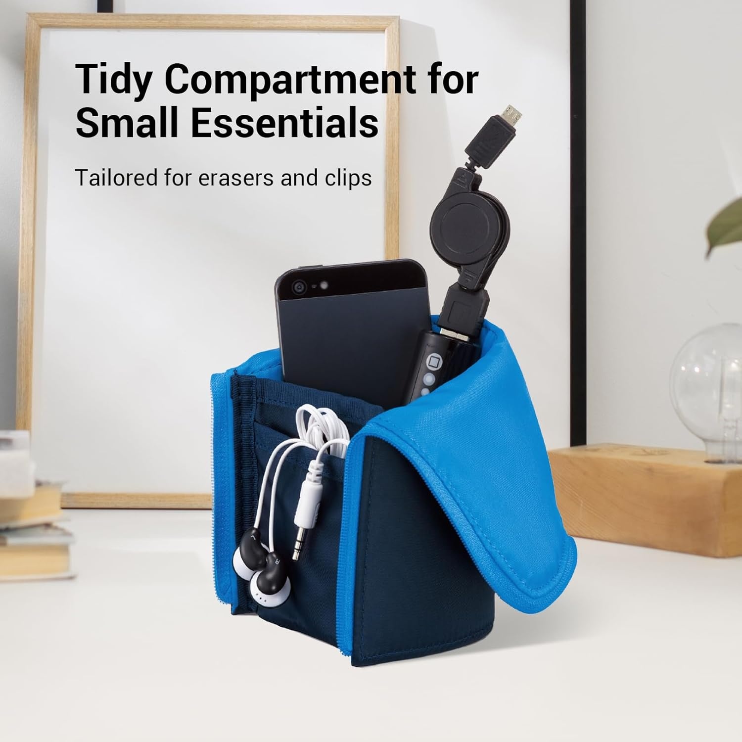 image:imageKOKUYO Pencil Case Pouch Neo Critz Standing Pen Pouch Bag Foldable Stand up Pencil Holder Organizer Small Portable Pencil Box for Office Home amp College Use Blue x Navy Regular Size FVBF1803Navy x Light Blue