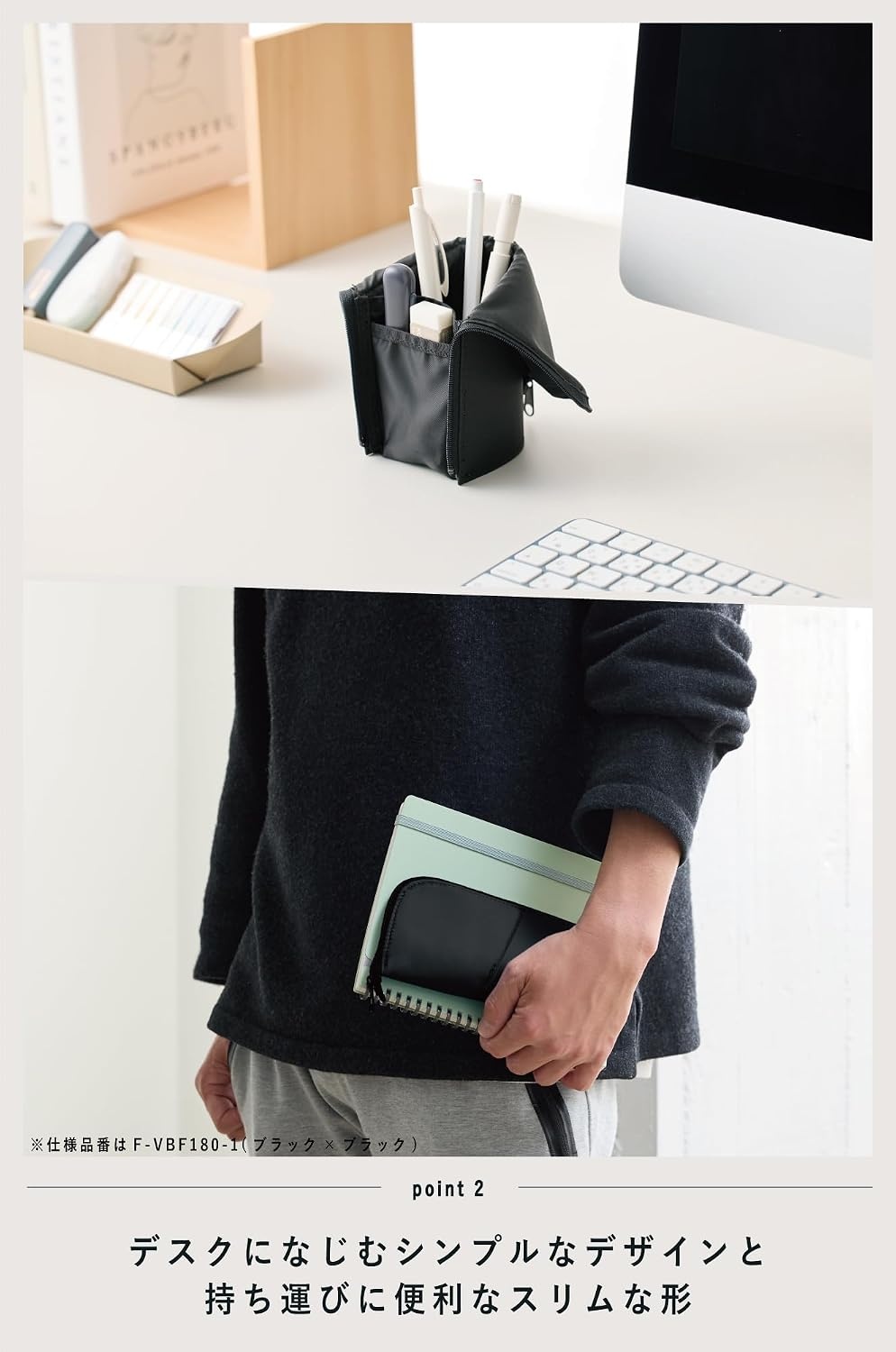 image:imageKOKUYO Pencil Case Pouch Neo Critz Standing Pen Pouch Bag Foldable Stand up Pencil Holder Organizer Small Portable Pencil Box for Office Home amp College Use Blue x Navy Regular Size FVBF1803Black x Black