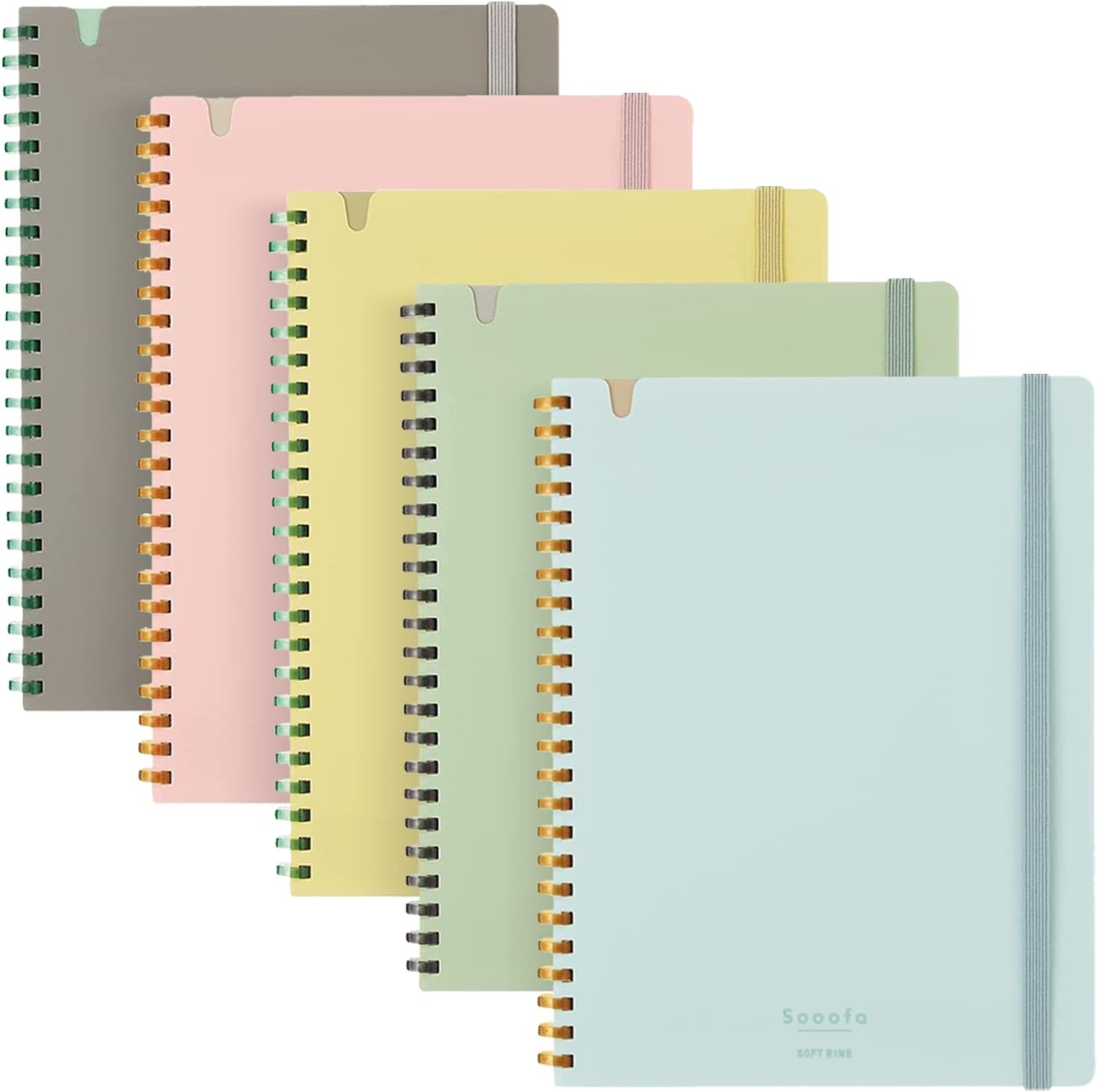 image:imageKOKUYO Sooofa Soft Ring Notebook 02 inch 4 mm Grid Ruled 80 Sheets A5 Deformation Set of 5 Colors Japan Import SUSV738S4A5