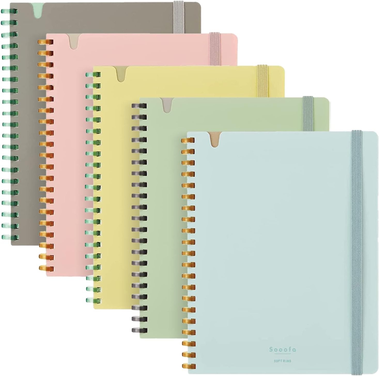image:imageKOKUYO Sooofa Soft Ring Notebook 02 inch 4 mm Grid Ruled 80 Sheets A5 Deformation Set of 5 Colors Japan Import SUSV738S4B6
