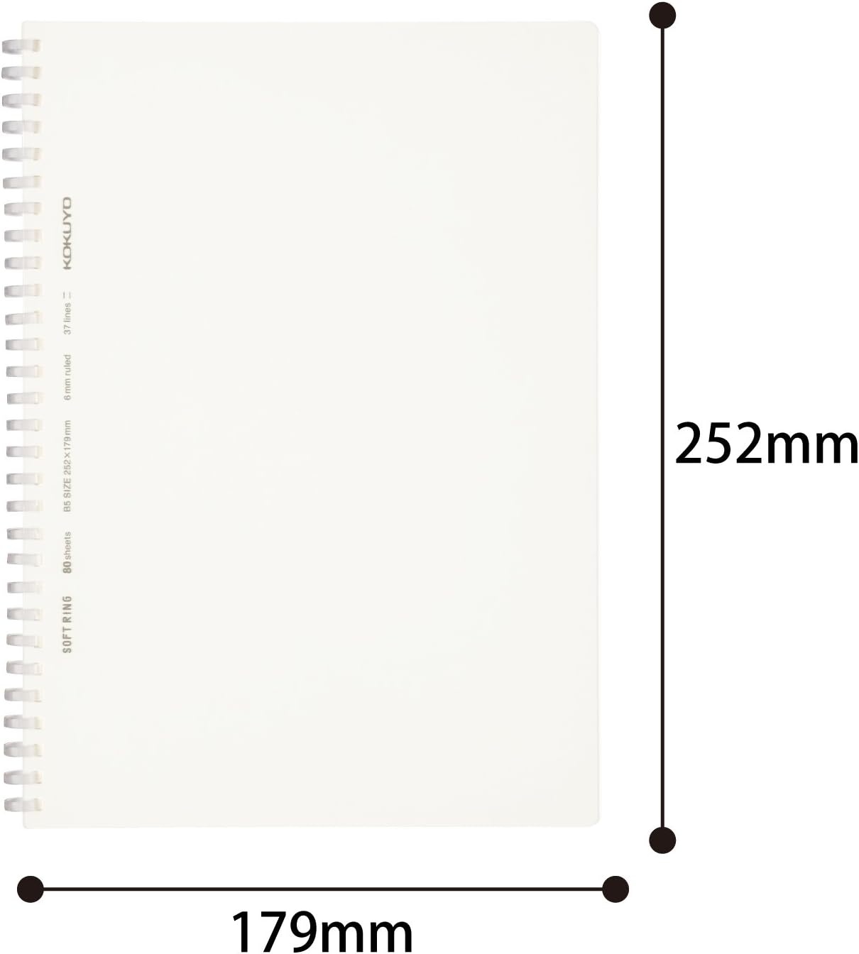 image:imageKOKUYO Spiral Lined Notebook 10 x 7 Business Journal B5 Soft Ring Notebooks with A 6mm Ruled 80 Perforated Sheets Clear 1 Subject Notebook Note Taking for Work Japan Import SUSV508BTB5