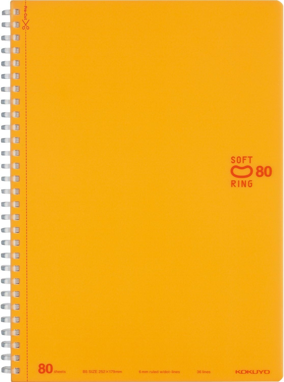image:imageKOKUYO Spiral Lined Notebook 10 x 7 Pastel Journal B5 Soft Ring Notebooks with Dot 6 mm Ruled 80 Sheets Light Green 1 Subject Notebook Note Taking for School Japan Import SUSV308BTLGOrange