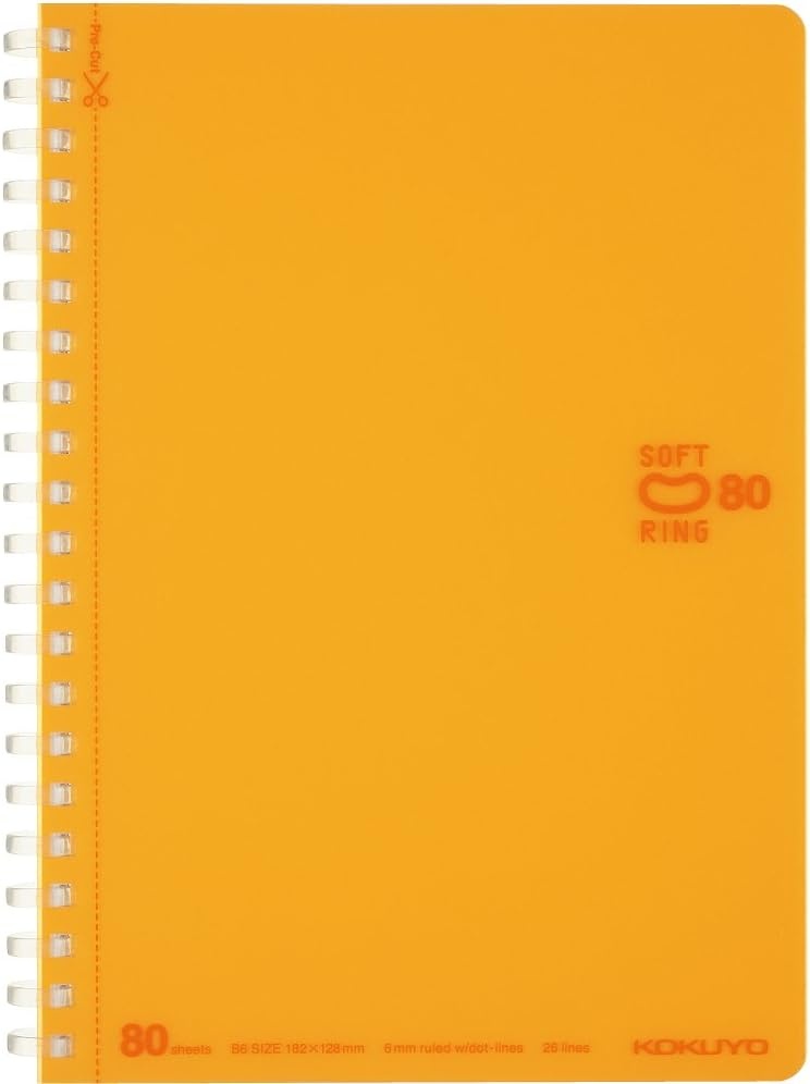 image:imageKOKUYO Spiral Lined Notebook 10 x 7 Pastel Journal B5 Soft Ring Notebooks with Dot 6 mm Ruled 80 Sheets Light Green 1 Subject Notebook Note Taking for School Japan Import SUSV308BTLGOrange