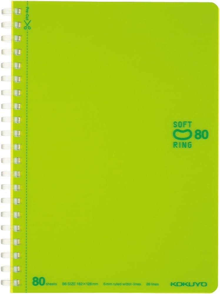 image:imageKOKUYO Spiral Lined Notebook 10 x 7 Pastel Journal B5 Soft Ring Notebooks with Dot 6 mm Ruled 80 Sheets Light Green 1 Subject Notebook Note Taking for School Japan Import SUSV308BTLGLight Green