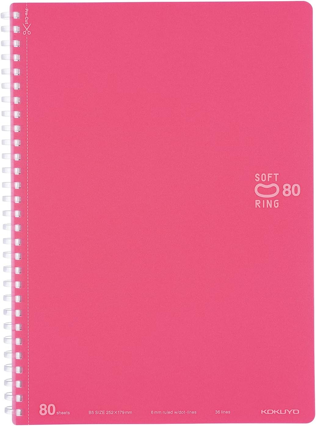 image:imageKOKUYO Spiral Lined Notebook 10 x 7 Pastel Journal B5 Soft Ring Notebooks with Dot 6 mm Ruled 80 Sheets Light Green 1 Subject Notebook Note Taking for School Japan Import SUSV308BTLGLight Pink