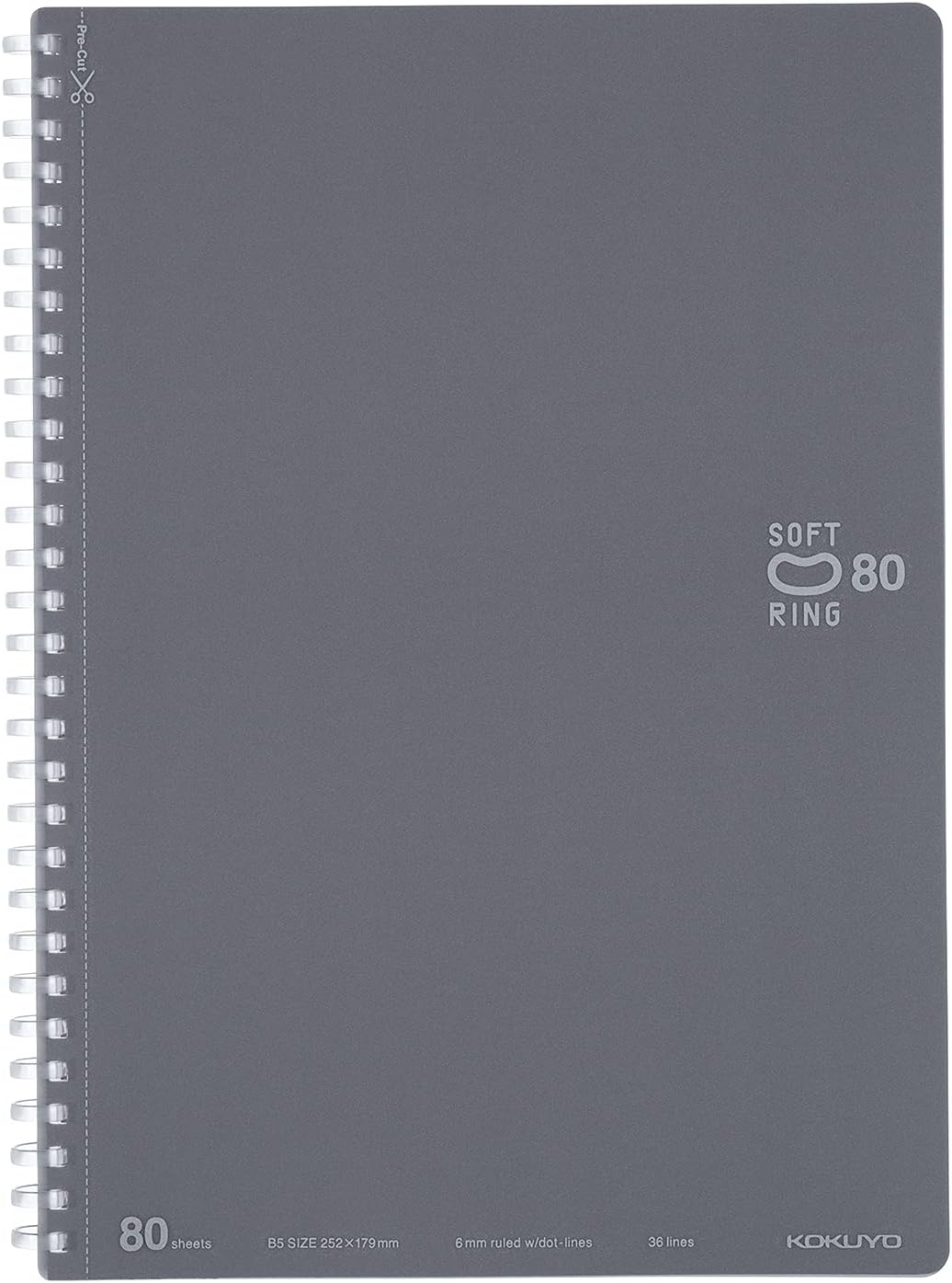 image:imageKOKUYO Spiral Lined Notebook 10 x 7 Pastel Journal B5 Soft Ring Notebooks with Dot 6 mm Ruled 80 Sheets Light Green 1 Subject Notebook Note Taking for School Japan Import SUSV308BTLGGray