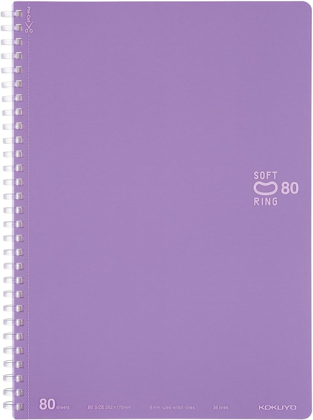 image:imageKOKUYO Spiral Lined Notebook 72 x 5 Pastel Journal B6 Soft Ring Notebooks with Dot 6 mm Ruled 80 Sheets Purple 1 Subject Notebook Note Taking for School Japan Import SUSV348BTVPurple