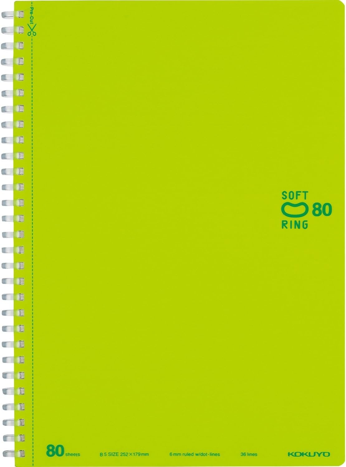image:imageKOKUYO Spiral Lined Notebook 72 x 5 Pastel Journal B6 Soft Ring Notebooks with Dot 6 mm Ruled 80 Sheets Purple 1 Subject Notebook Note Taking for School Japan Import SUSV348BTVLight Green
