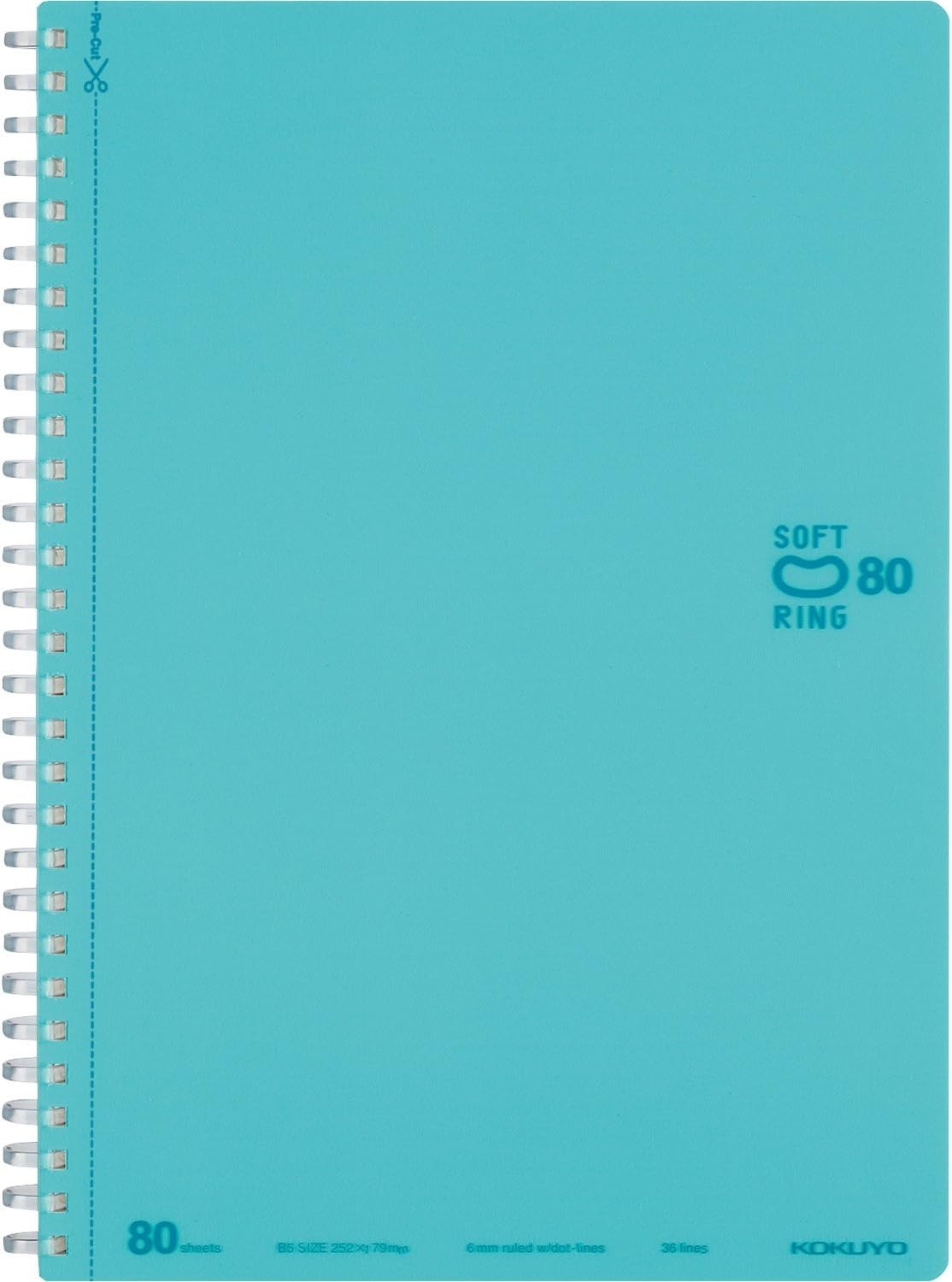 image:imageKOKUYO Spiral Lined Notebook 72 x 5 Pastel Journal B6 Soft Ring Notebooks with Dot 6 mm Ruled 80 Sheets Purple 1 Subject Notebook Note Taking for School Japan Import SUSV348BTVLight Blue