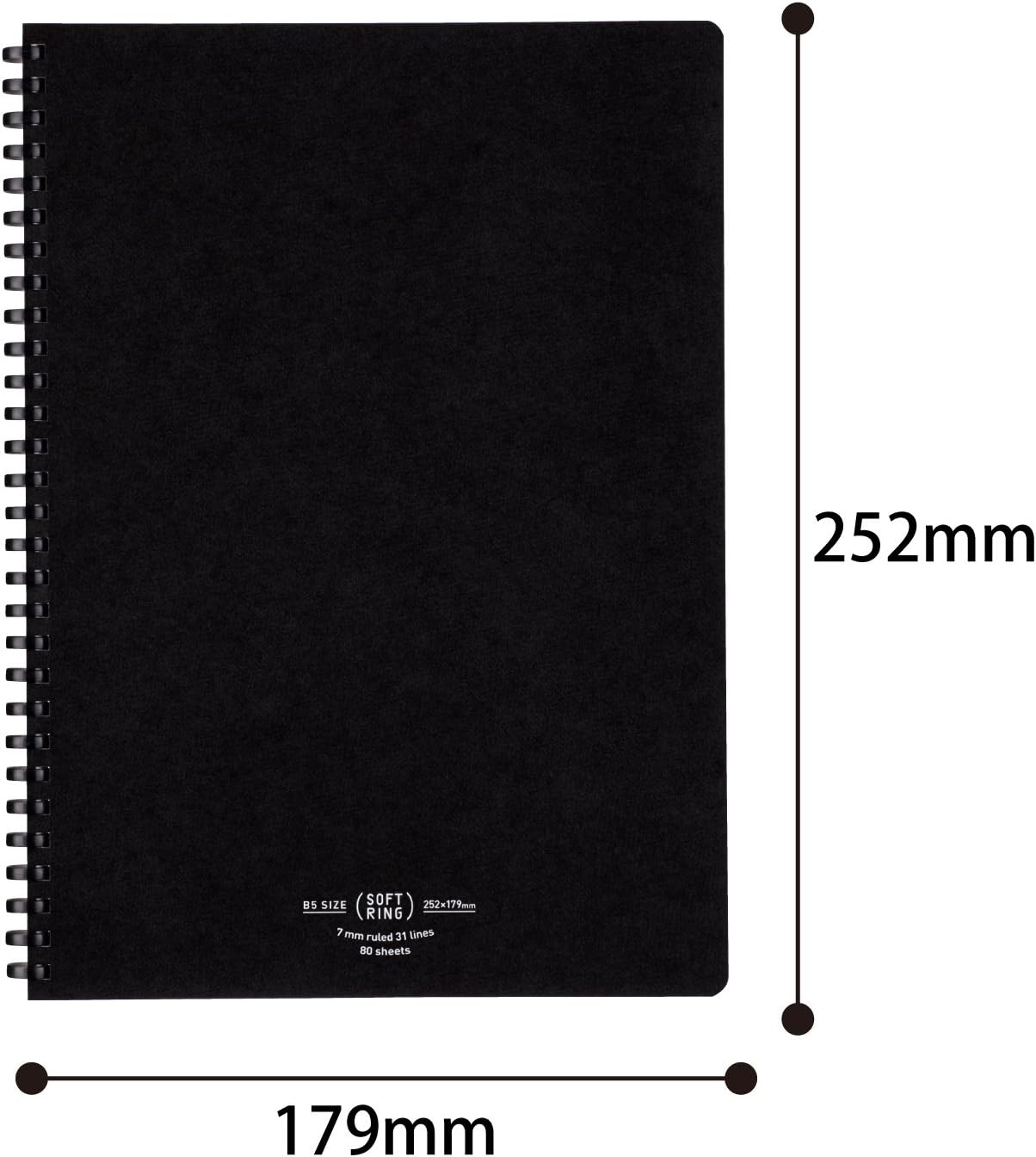 image:imageKOKUYO Spiral Lined Notebook 83 x 58 Business Journal A5 Soft Ring Notebooks with 7 mm Ruled 80 Perforated Sheets Black 1 Subject Notebook Note Taking for Work Japan Import SUSV638ADBlack