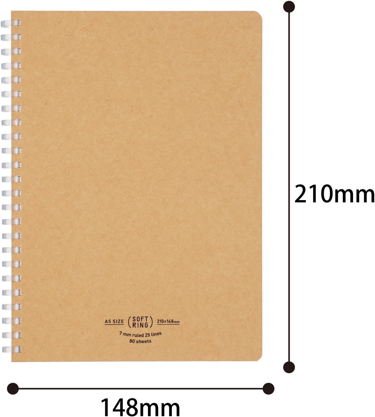 image:imageKOKUYO Spiral Lined Notebook 83 x 58 Business Journal A5 Soft Ring Notebooks with 7 mm Ruled 80 Perforated Sheets Black 1 Subject Notebook Note Taking for Work Japan Import SUSV638ADBeige