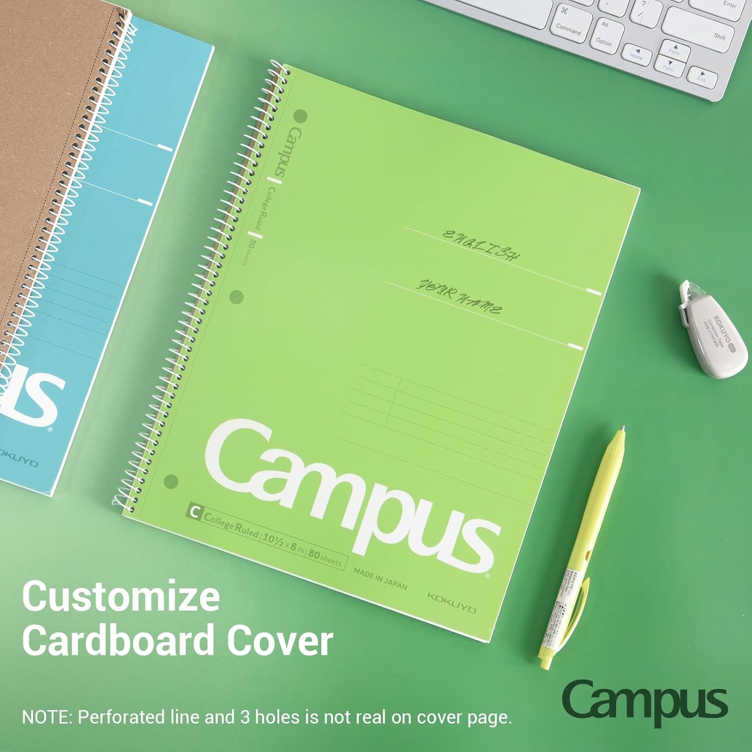 image:imageKOKUYO Spiral Notebook 3 Pack Campus 1012 x 8 Subject Notebooks with College Ruled 80 Sheets Pink Blue Green 3 Holes School Spiral Journal for Work Study Note Taking WSGSU400G13Pink Sky Blue Green