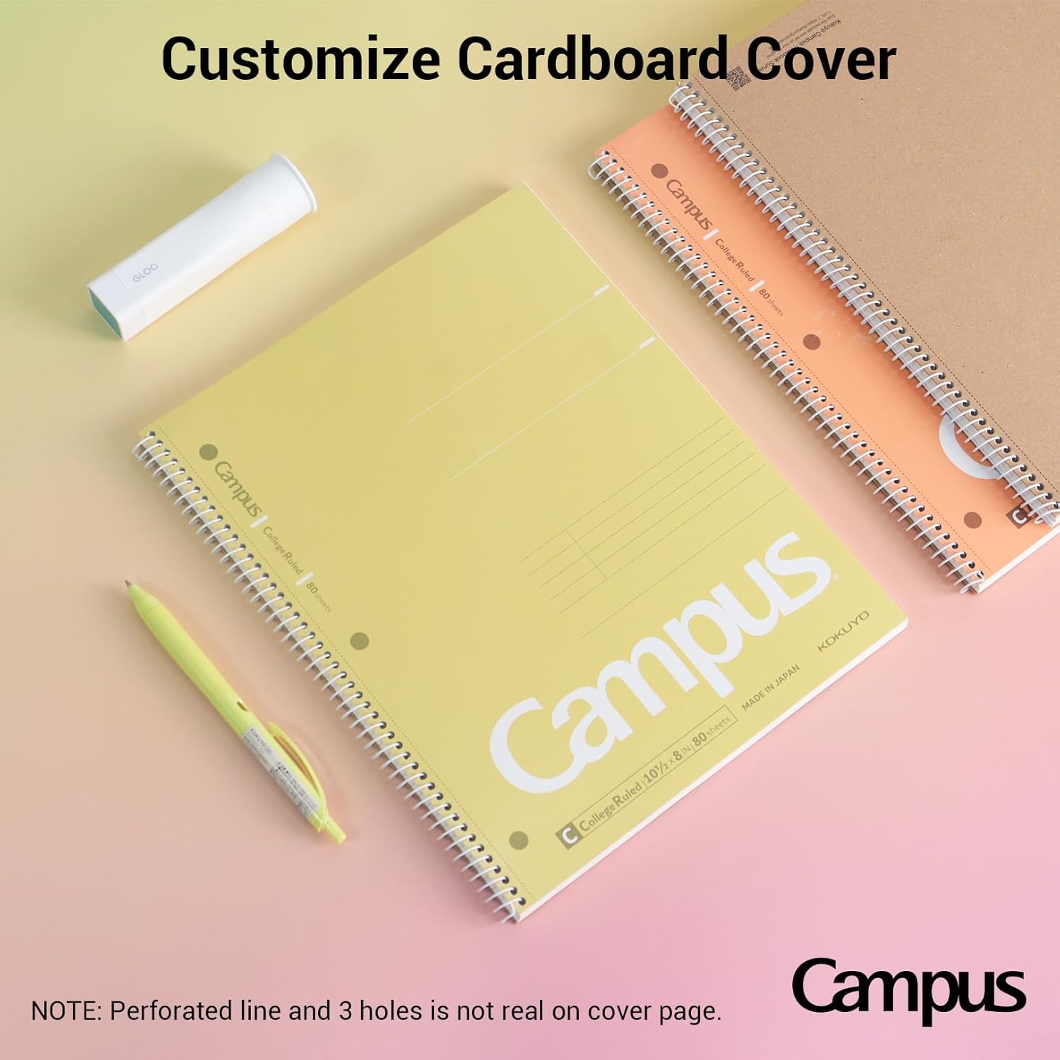 image:imageKOKUYO Spiral Notebook 3 Pack Campus 1012 x 8 Subject Notebooks with College Ruled 80 Sheets Pink Blue Green 3 Holes School Spiral Journal for Work Study Note Taking WSGSU400G13Yellow Orange Purple