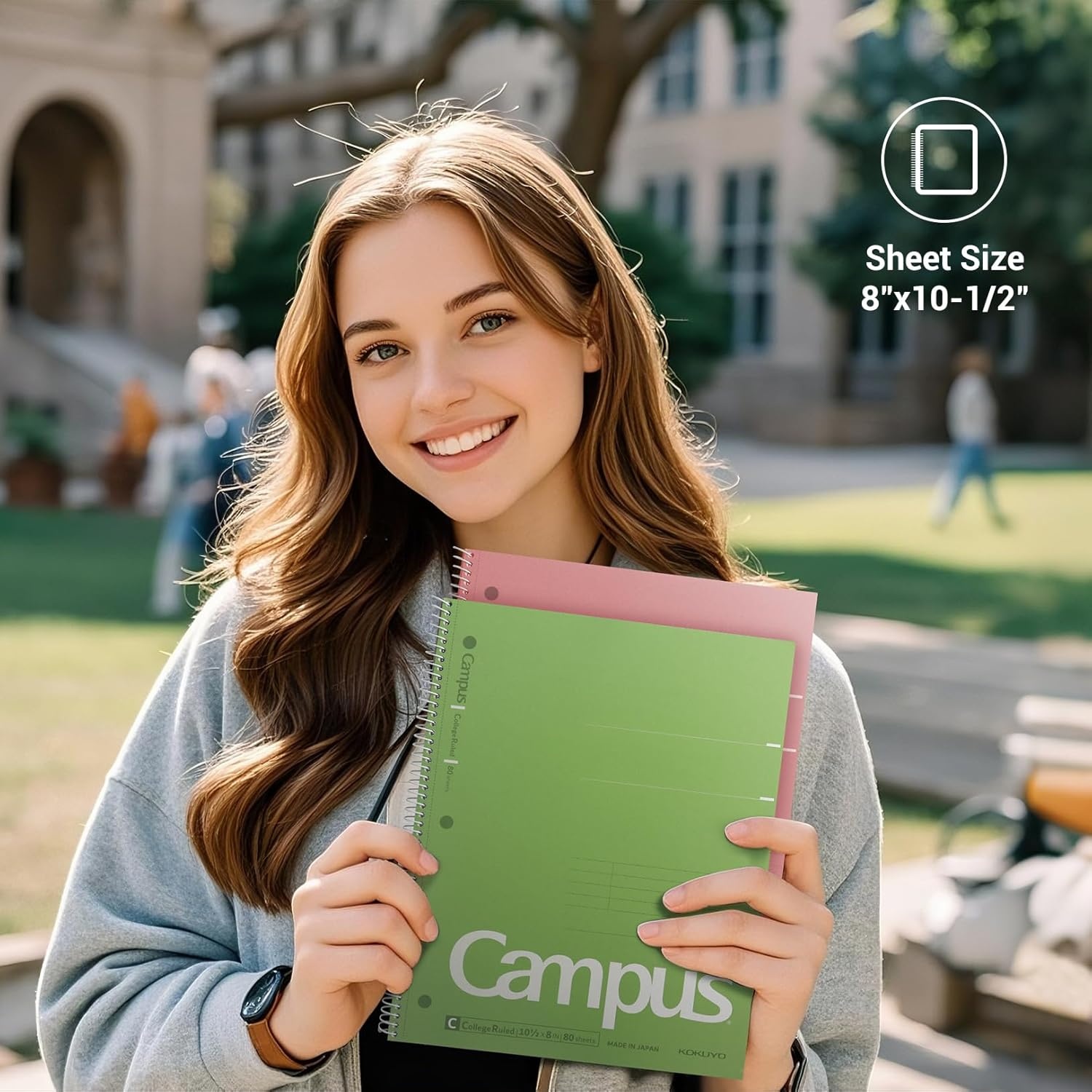 image:imageKOKUYO Spiral Notebook 3 Pack Campus 1012 x 8 Subject Notebooks with College Ruled 80 Sheets Pink Blue Green 3 Holes School Spiral Journal for Work Study Note Taking WSGSU400G13Pink Sky Blue Green